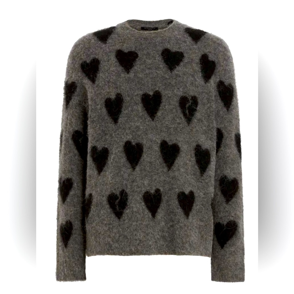 All Saints Amore Heart Crewneck Sweater